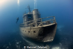 Pinar 1 wreck  and diver( horizontal ) - Bodrum / Turkey by Mehmet Öztabak 